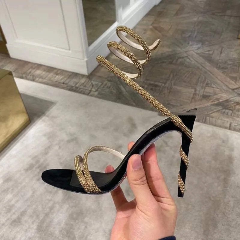 Luxury Crystal Snake Coiled Pumps