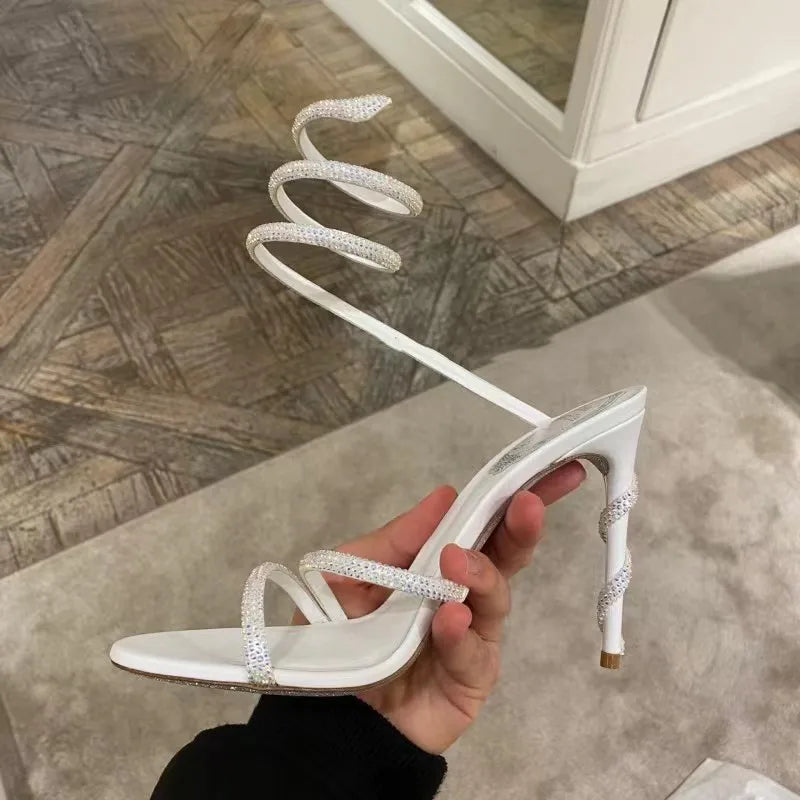 Luxury Crystal Snake Coiled Pumps