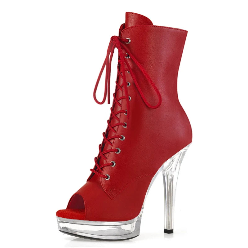 Lace up Open Toe Boots