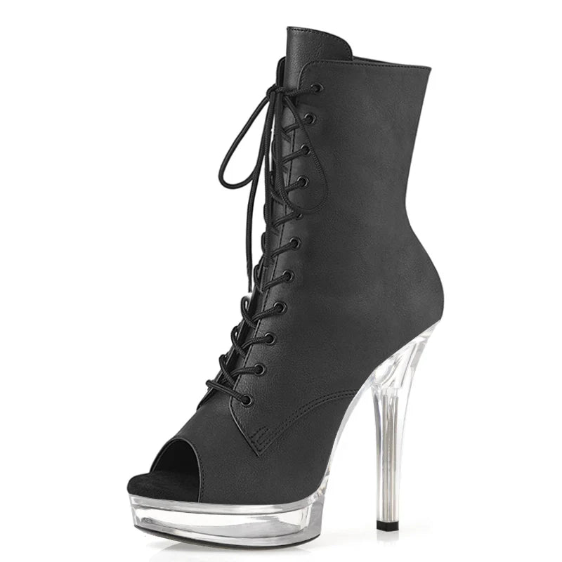 Lace up Open Toe Boots
