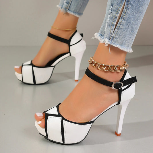 Black And White Platform Pumps