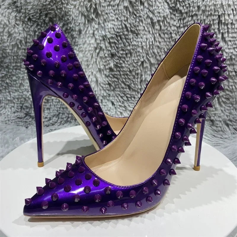 Purple Black Sexy Rivet High Heel Pumps